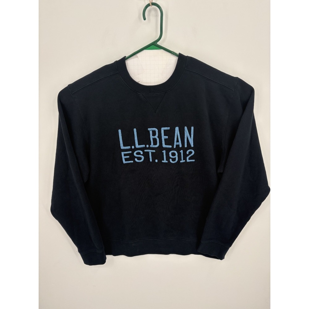 LL Bean Men's Navy Blue Essential Spell Out Logo Crewneck Sweatshirt, Size Large
